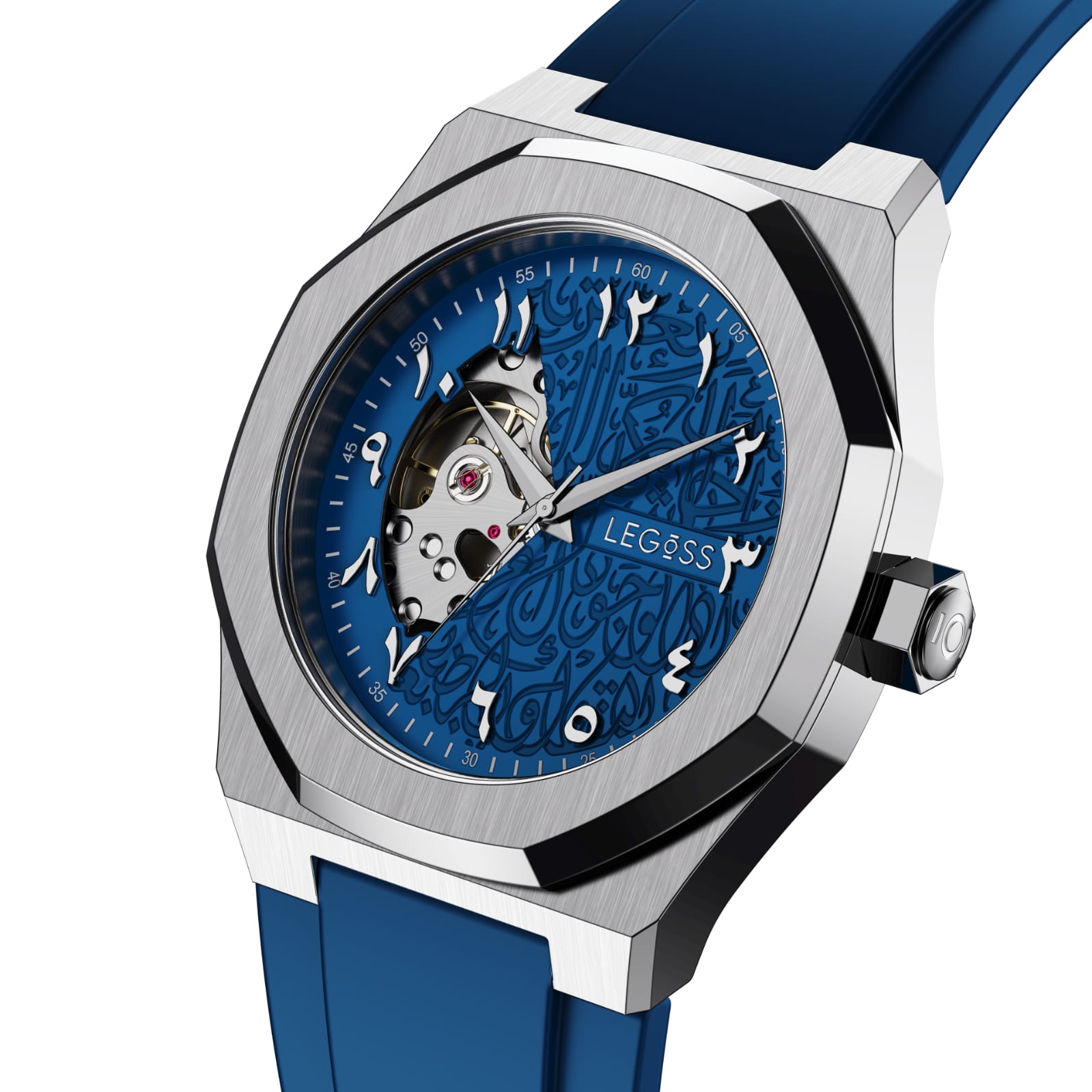 LEGOSS Arabic Calligraphy Watch Blue With Arabic Numbers