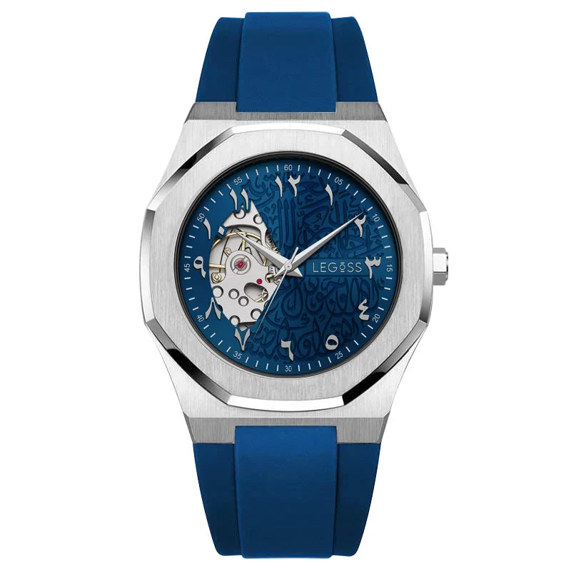 LEGOSS Arabic Calligraphy Watch Blue With Arabic Numbers